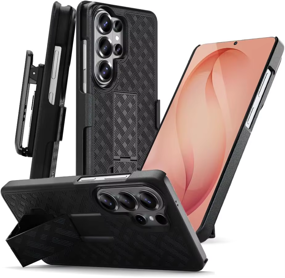 Étui robuste S26 Plus avec clip ceinture et support rotatif double couche pour Samsung S26 Ultra