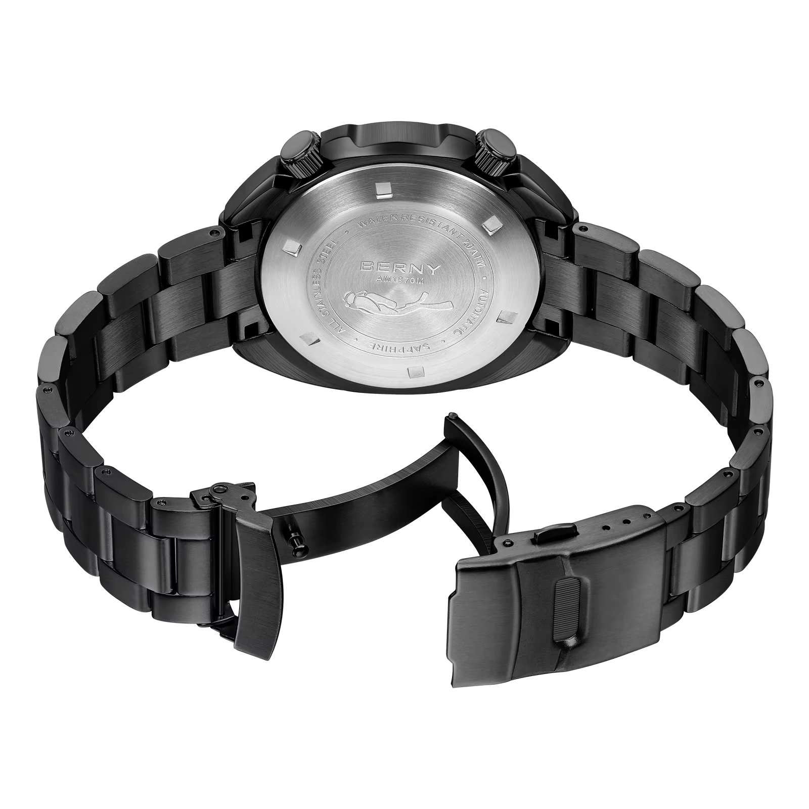 BERNY 20ATM montre de plongée pour hommes noir mécanique Original mis5 8215 haut automatique saphir luxe