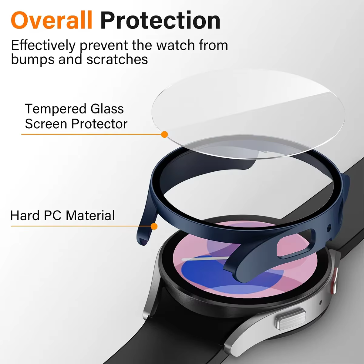 Verre trempé + boîtier + bracelet en Silicone pour Samsung Galaxy Watch 7 6 5 4 40mm 44mm 2 pack housse de protection