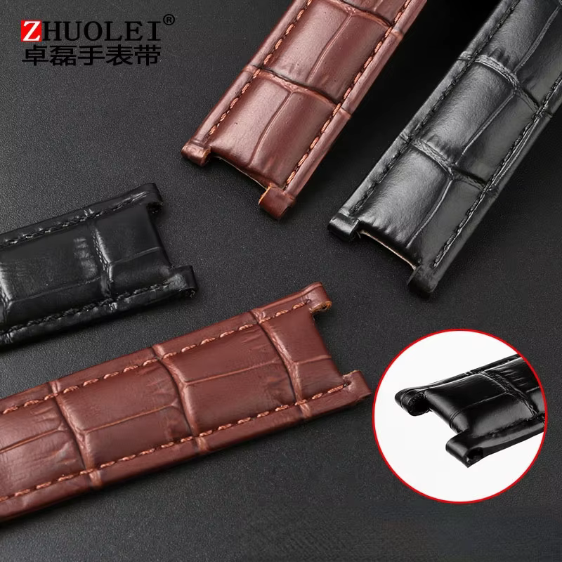 Bracelet de montre pliable en cuir véritable pour homme et femme