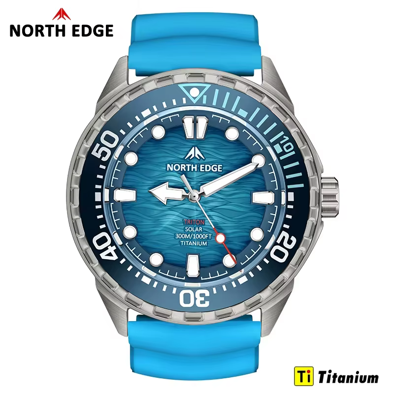 Montre de plongée solaire NORTH EDGE TRITON-TI en titane et acier inoxydable