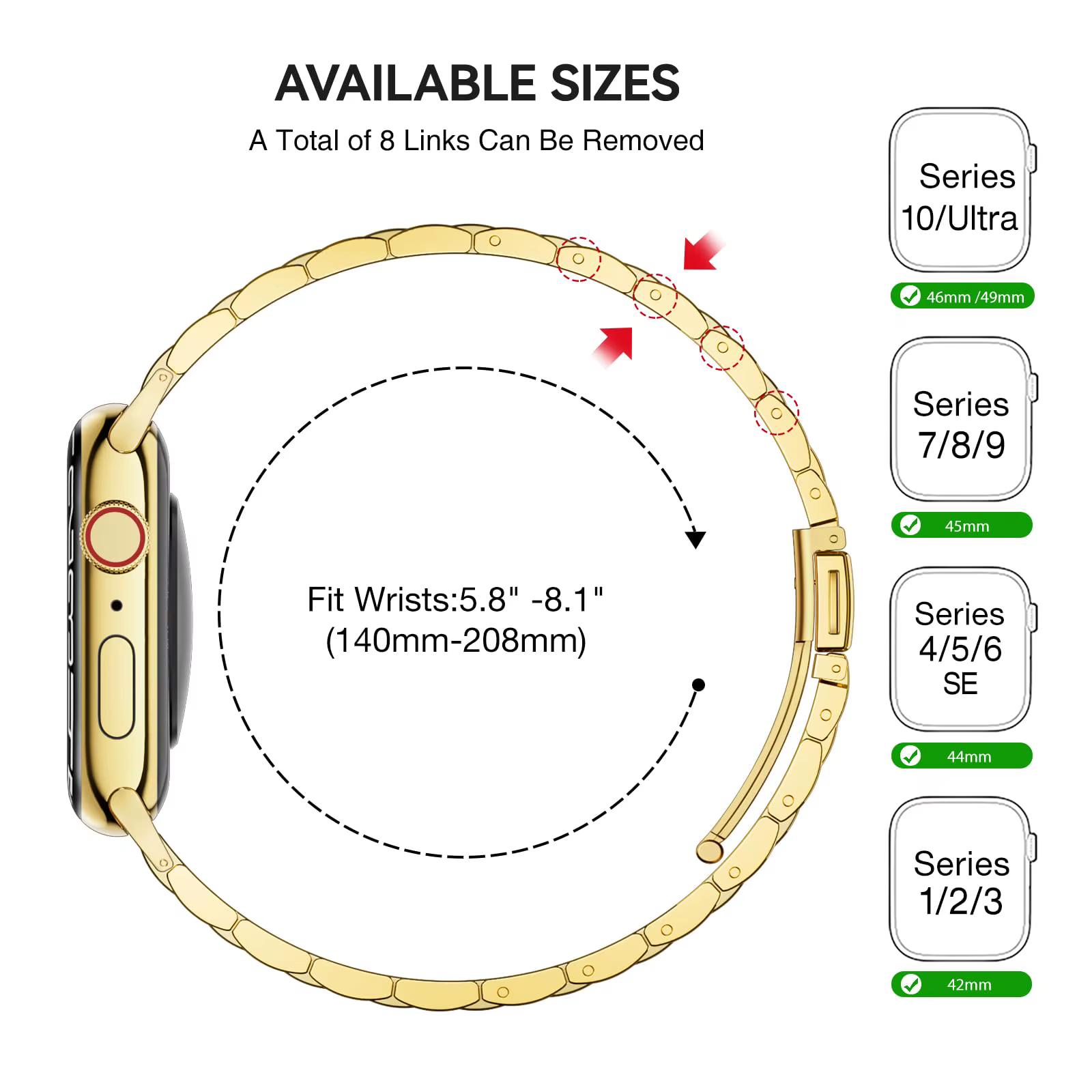Bracelet de montre fin en acier inoxydable pour femmes