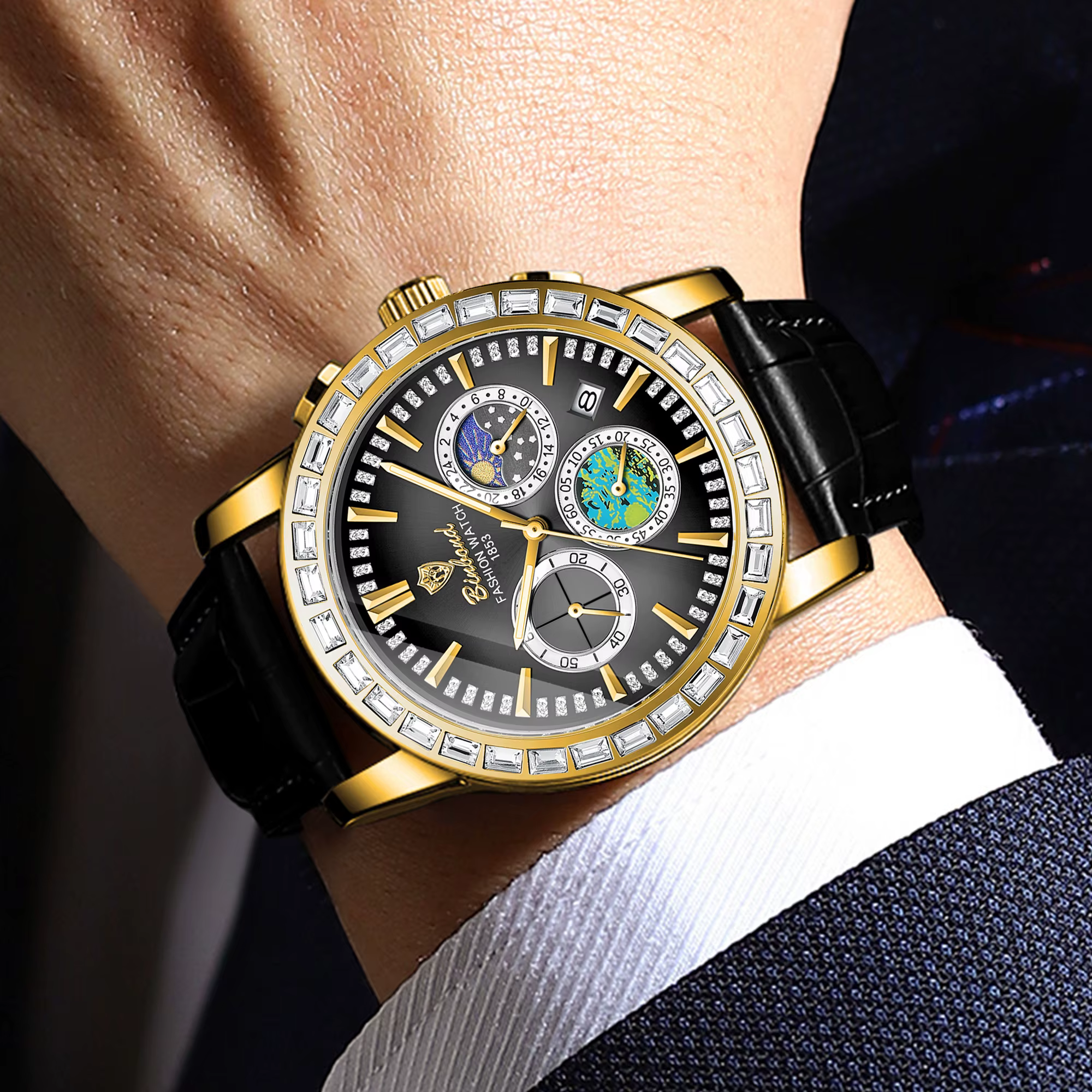 Montres à quartz chronographe BINBOND pour hommes