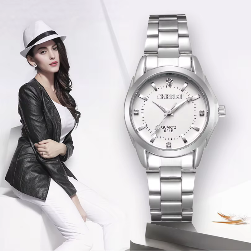 Montres de luxe pour femmes, en acier inoxydable, analogique lumineux à Quartz