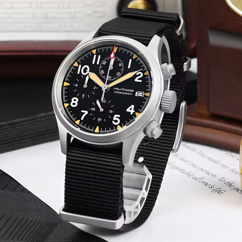 Militado ML1868KF montre à Quartz 3 cadrans VK67 chronographe mouvement en acier inoxydable