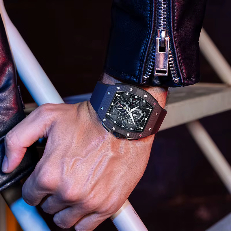 BONEST GATTI 9007 nouvelles montres pour hommes montre mécanique automatique en Fiber de carbone multi-fonctionnelle montre-bracelet à la mode