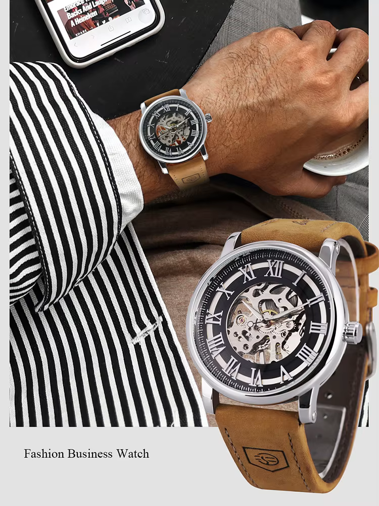FORSINING Original acier squelette mécanique homme montre mouvement manuel horloge étanche en cuir de luxe Vintage hommes montres