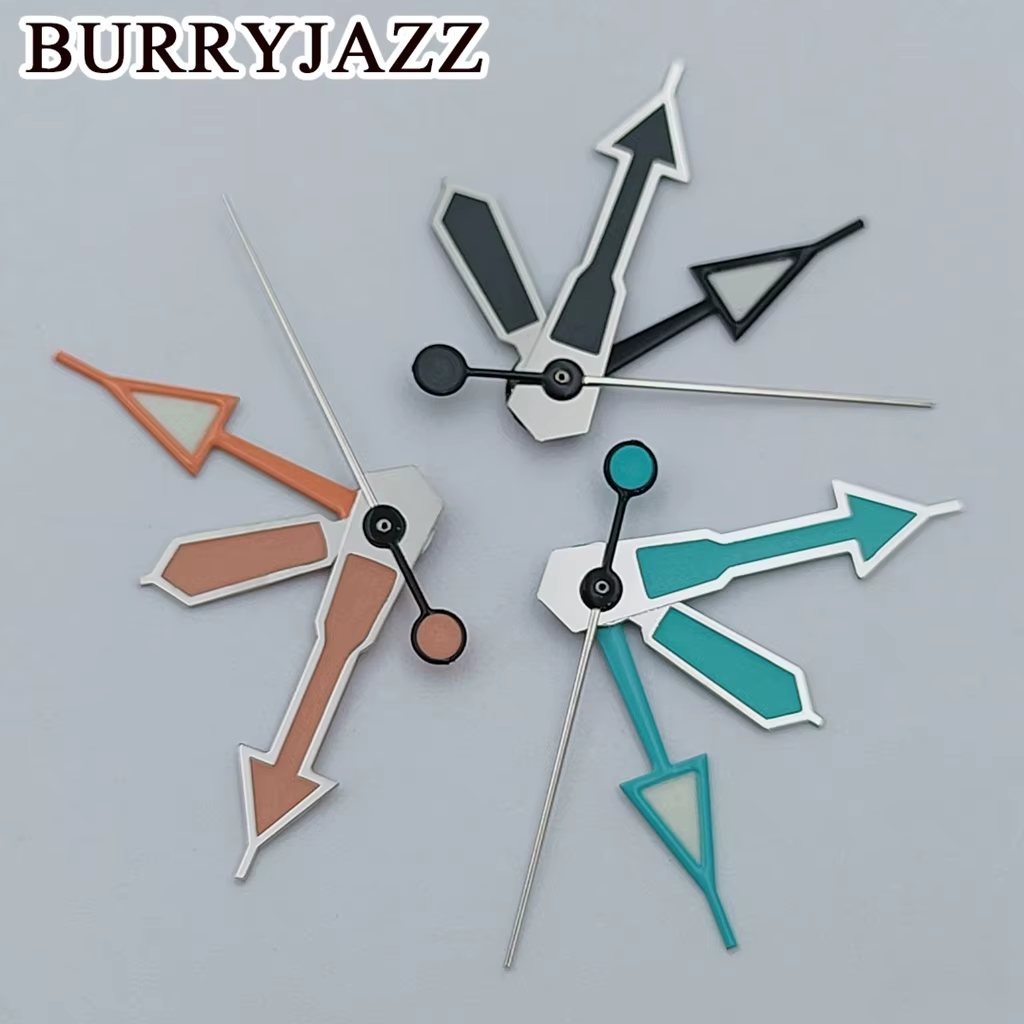 BURRYJAZZ NH34 GMT aiguilles de montre noir bleu blanc Orange rouge