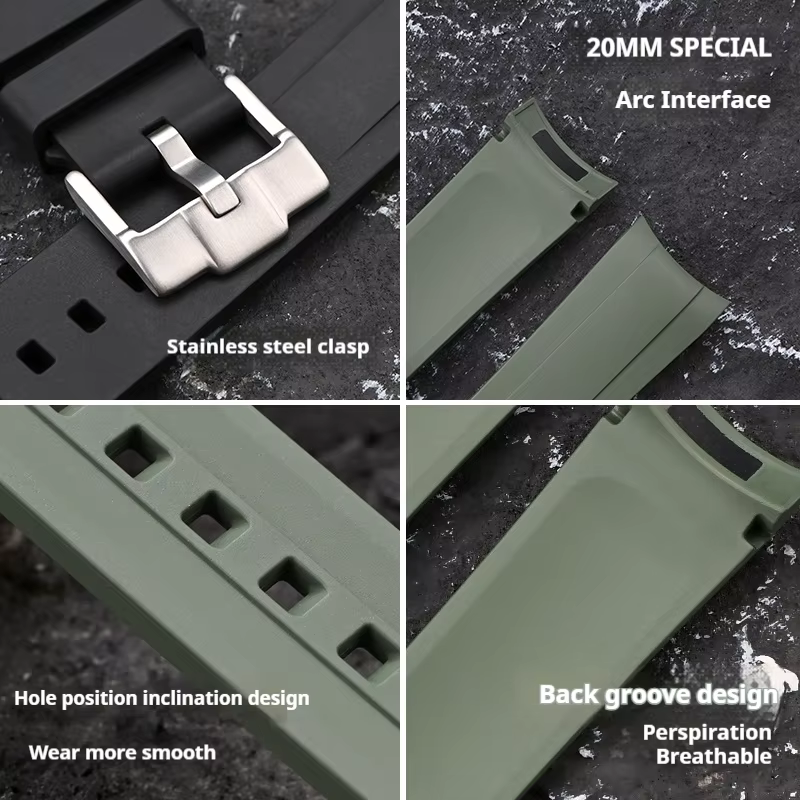 Bracelet en caoutchouc fluoré pour Tudor Black Bay série spécial 20mm extrémité incurvée FKM
