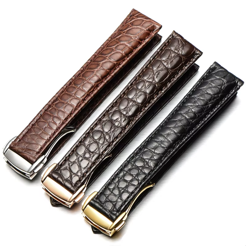 Bracelet de montre en cuir véritable de crocodile