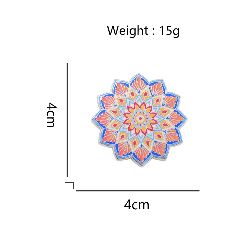 Épinglette Mandala en émail, Art psychédélique de géométrie sacrée, Badge de méditation et de guidance spirituelle, Bijou décoratif