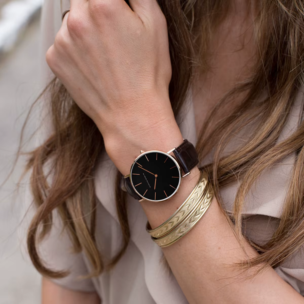 HANNAH MARTIN Top marque femmes montres étanches 36mm mode luxe Ultra mince en cuir créatif or Rose dames