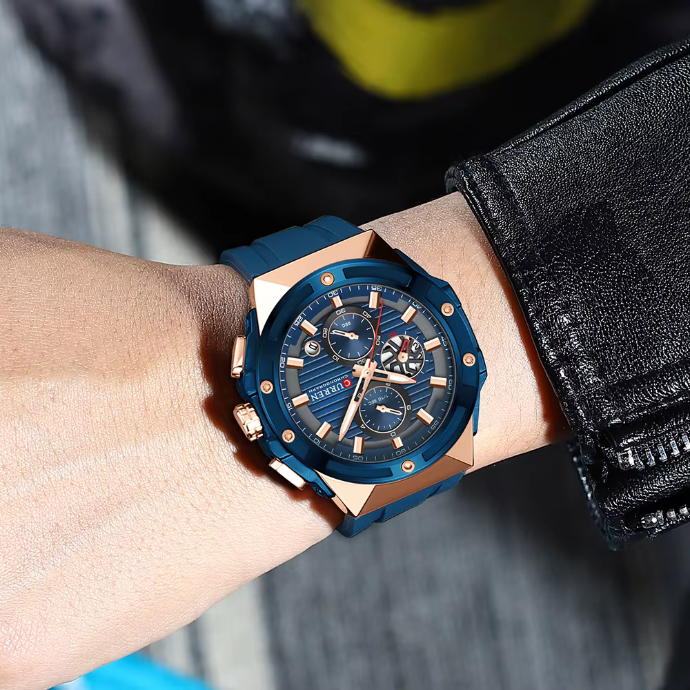 Montre à Quartz chronographe à grand cadran pour hommes
