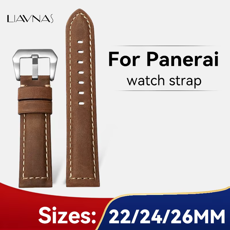 Bracelet de montre en cuir véritable pour Panerai