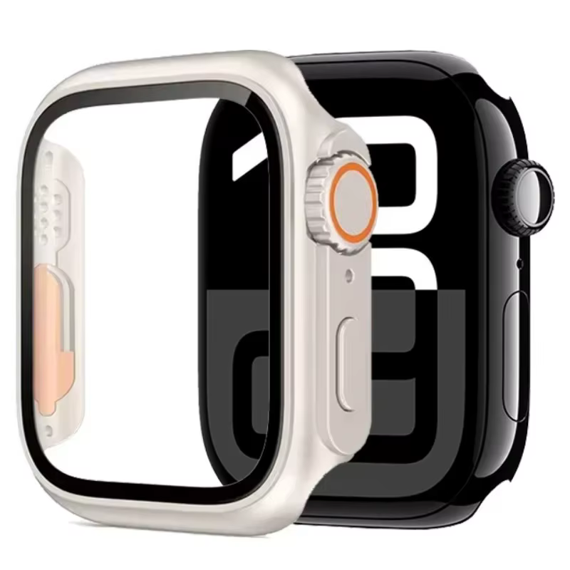 Verre + boîtier pour Apple Watch 11 10 46/42mm 9 8 7 45/41mm, protection d'écran, changement à Ultra 3/2/1 iWatch 6 5 SE 44/40mm