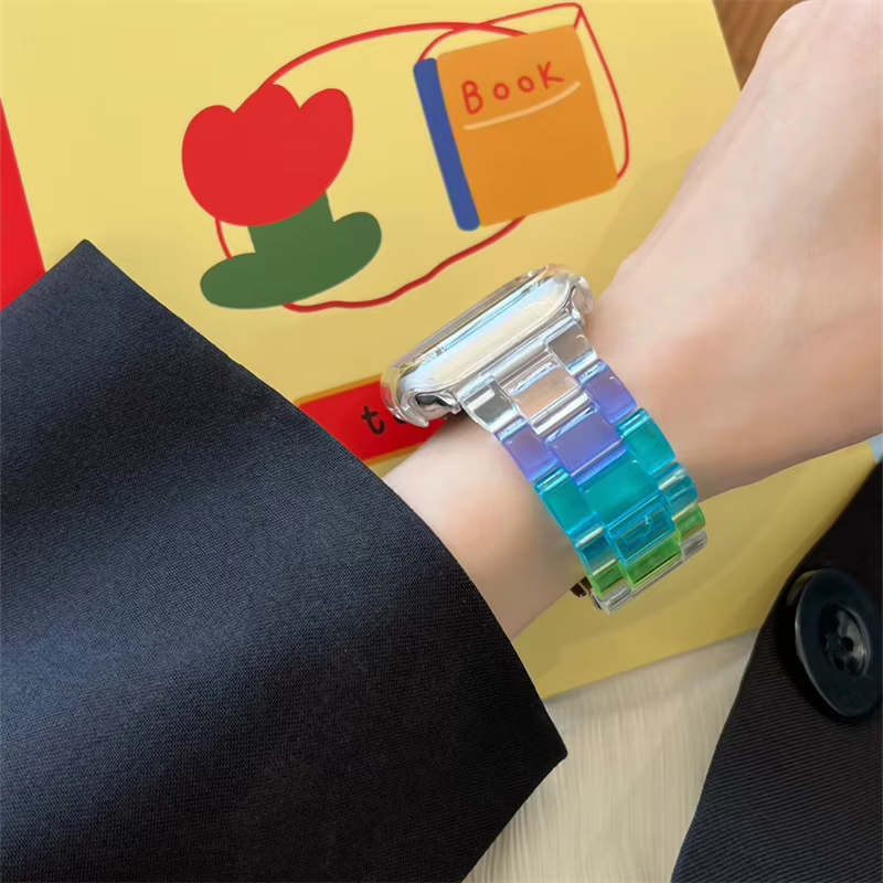 Bracelet en résine arc-en-ciel pour Apple Watch