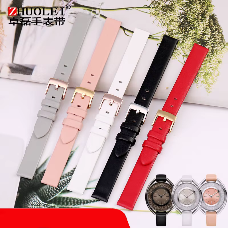 Bracelet de montre en cuir de vache souple pour femmes Swarovski 5158517 / 5158544 / 5158972 Broche