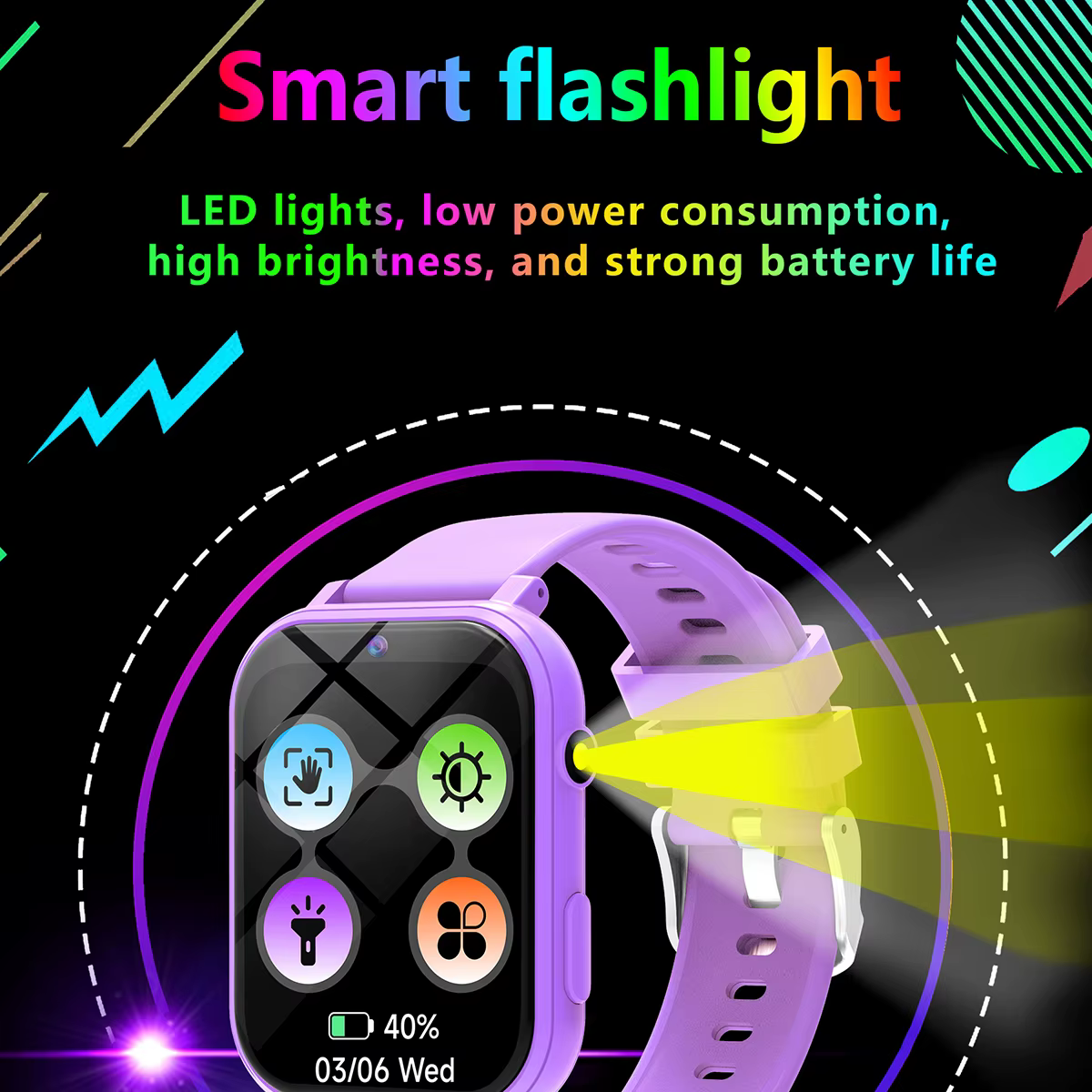 Nouvelle mode montre intelligente pour enfants jeux HD écran caméra lampe de poche moniteur de sommeil alarme