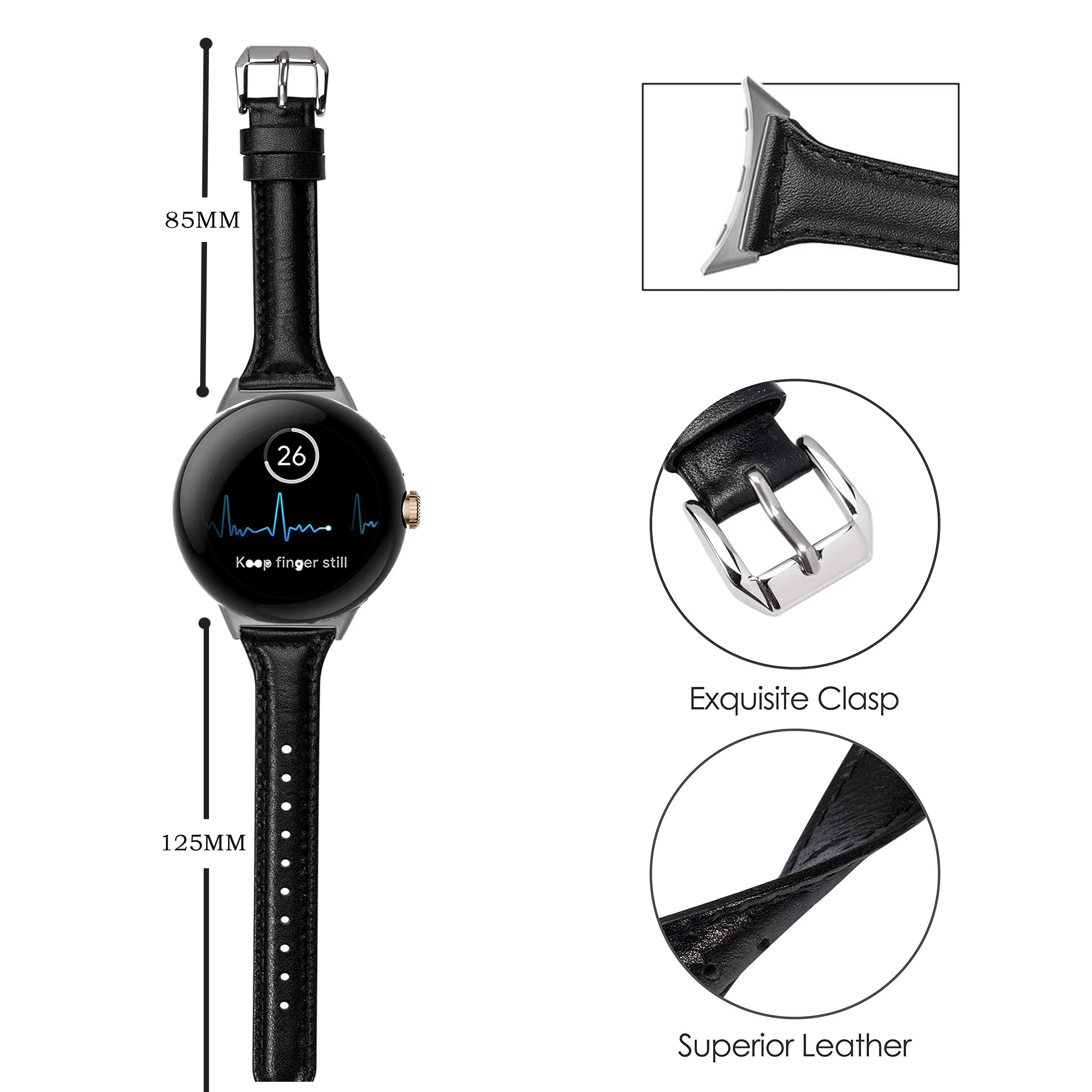 Bracelets en cuir pour Google Pixel montre femmes hommes bracelet