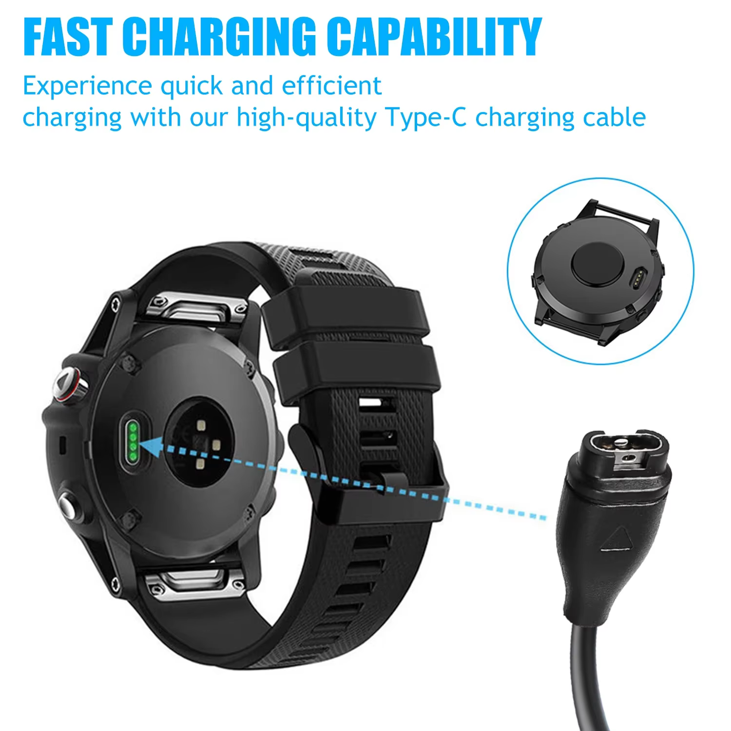 Câble de chargeur de montre de type C pour Garmin Fenix 5X