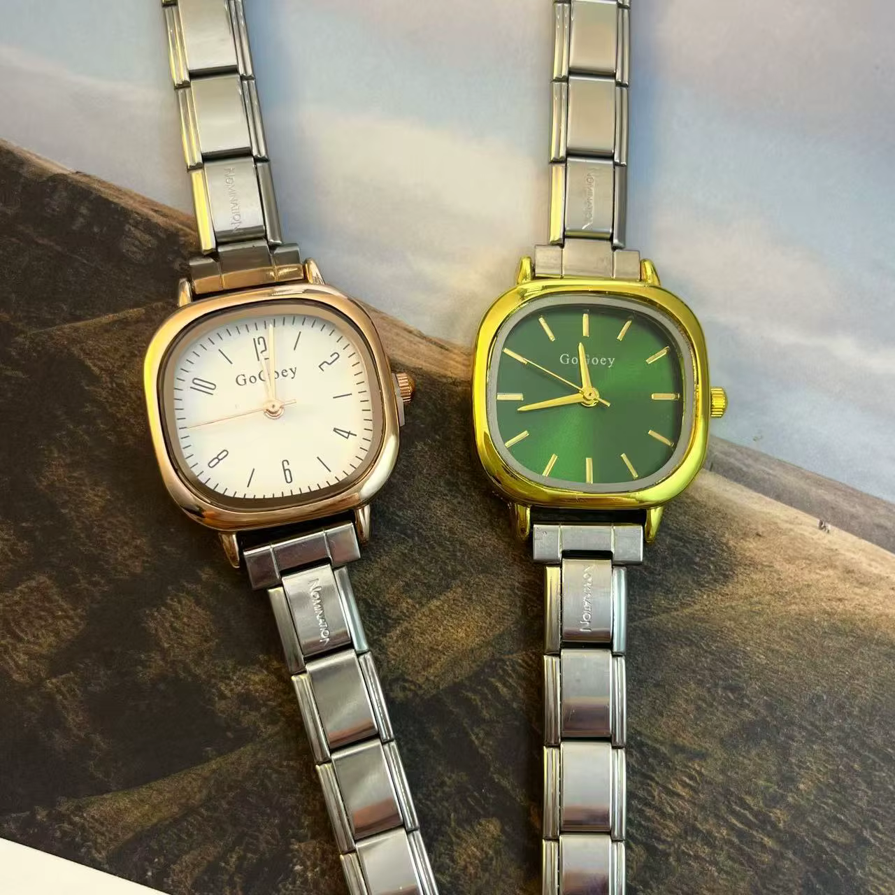 Montre à Quartz carrée pour hommes et femmes