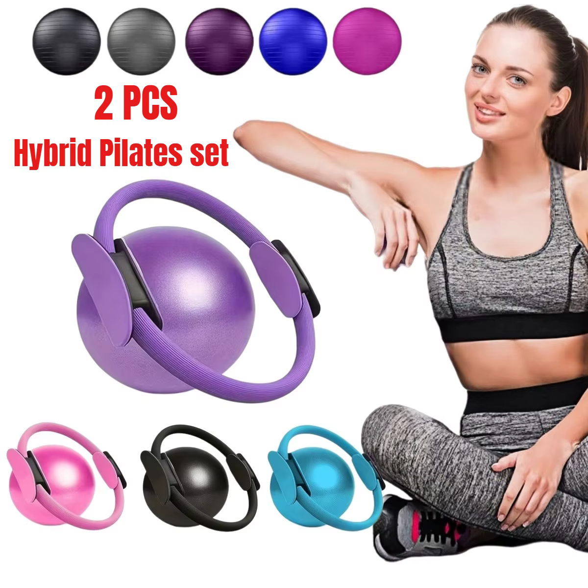 Ensemble de yoga mixte 2 pièces, ballon de Pilates souple de 9 pouces, kit essentiel de Pilates (unisexe) – Le ballon d'exercice idéal de petite taille