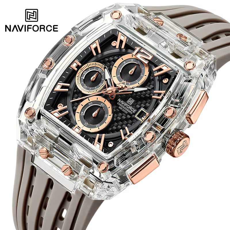Nouveau NAVIFORCE hommes montres multifonctions à Quartz mode sport chronographe 5ATM étanche bracelet en Silicone décontracté homme montre-bracelet