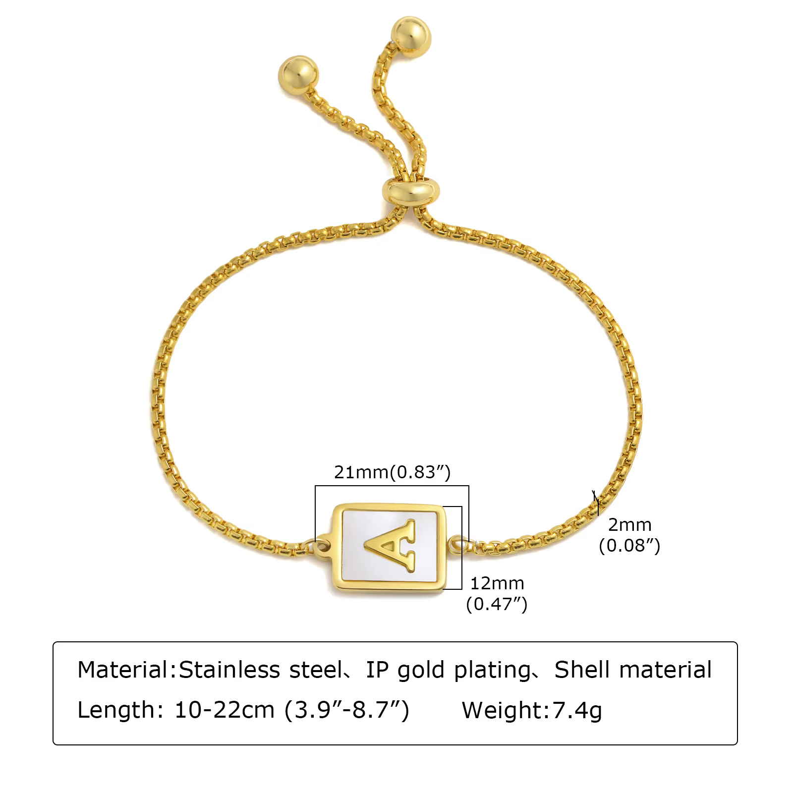 Bracelet coquillage lettre
