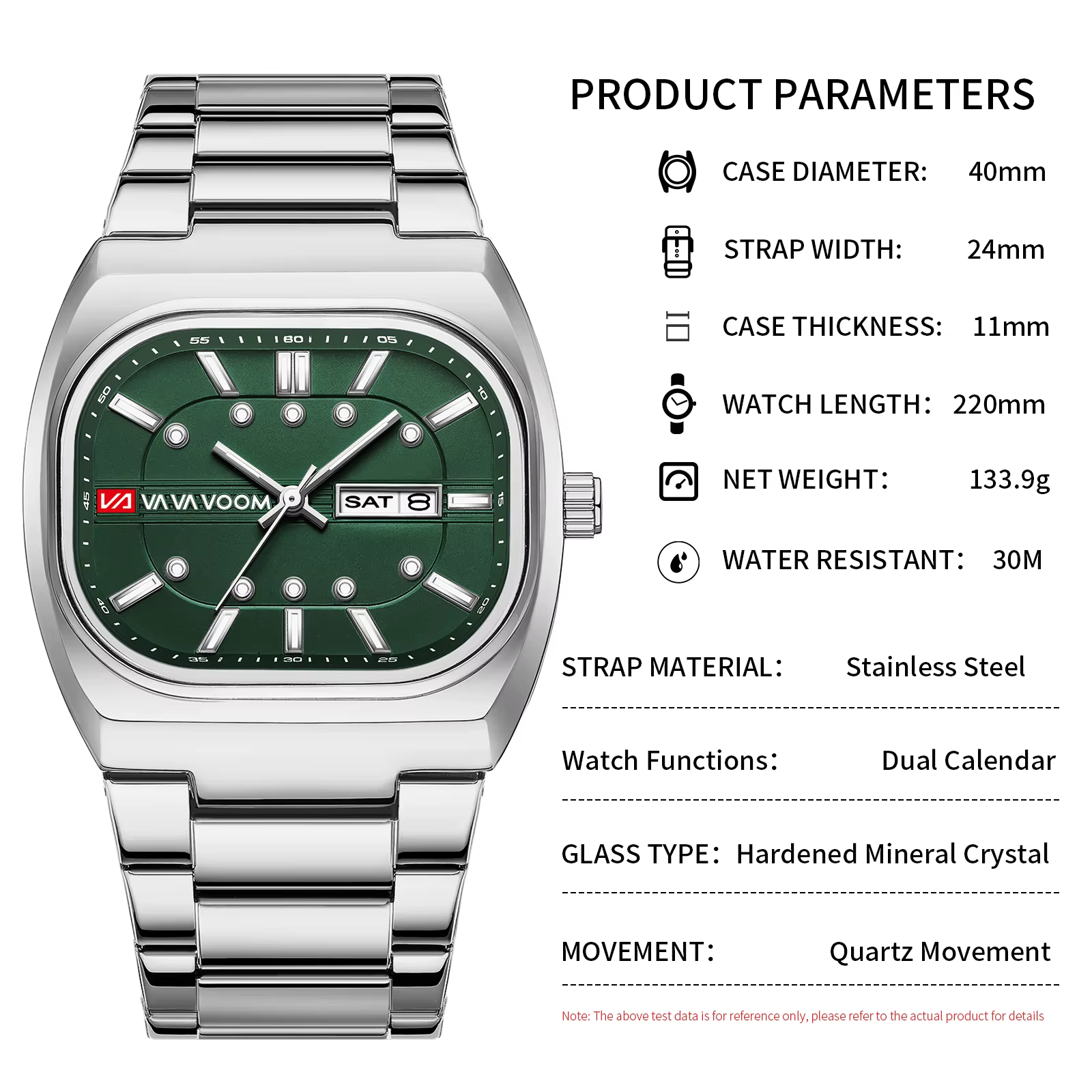 Montre Homme Série Plongée Analogique à Mouvement Carré 40mm en Acier Argenté, Montre à Quartz de Marque Supérieure 2026, Vente Chaude
