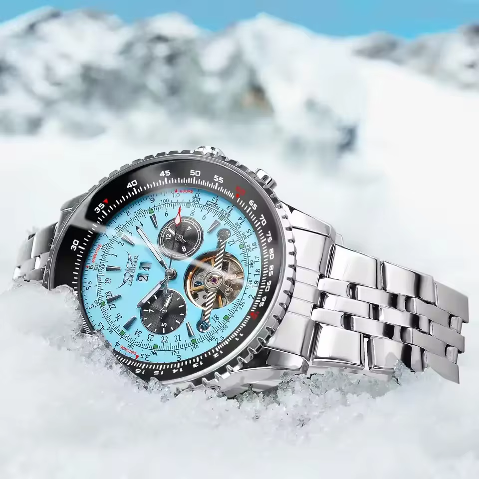 JARAGAR 034 montre à grand cadran pour hommes pilote militaire Date mois affaires multifonction automatique mécanique Tourbillon montre-bracelet