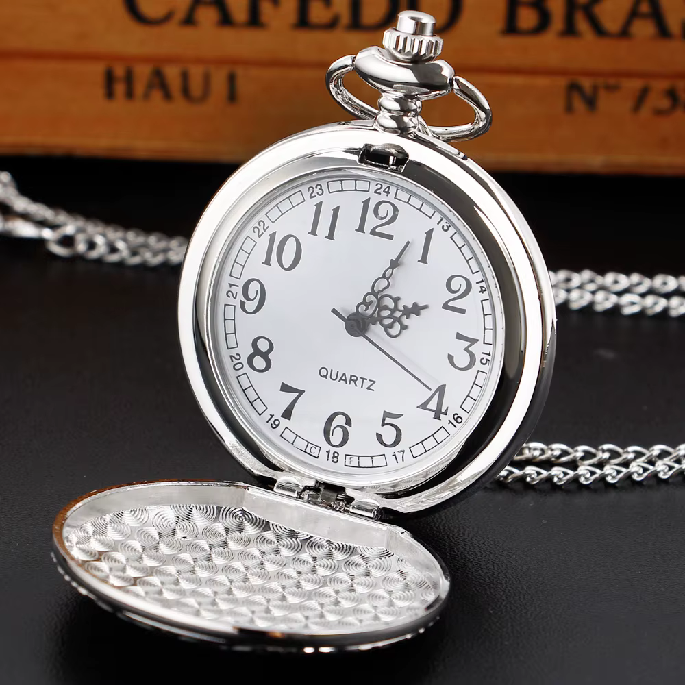 Montre de poche de luxe en argent à quartz