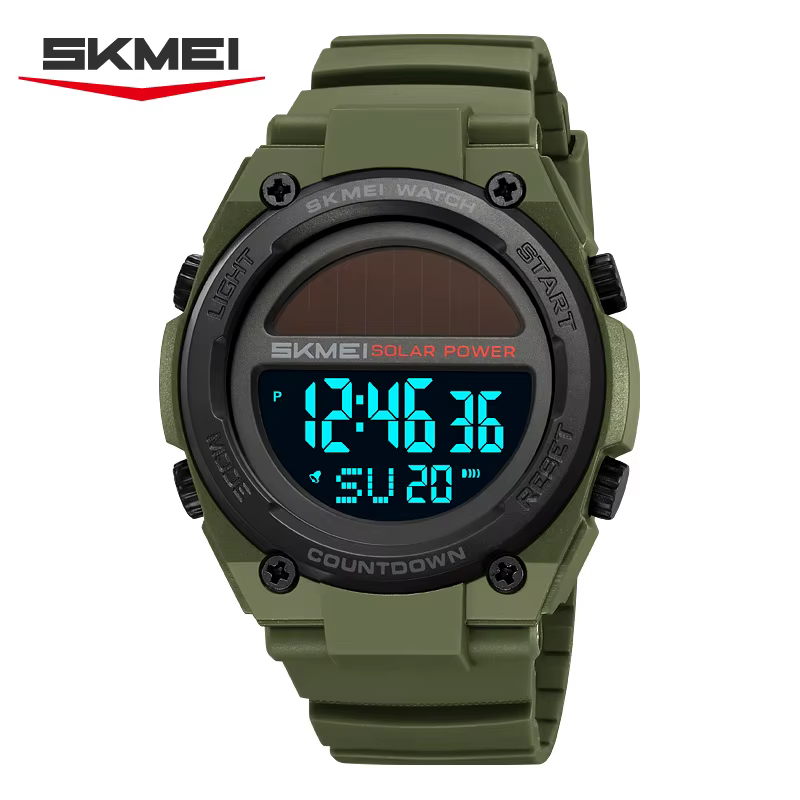 SKMEI 2712 Nouvelle Montre Digitale Sportive Électronique Solaire Étanche Chronographe Militaire Rétro pour Homme