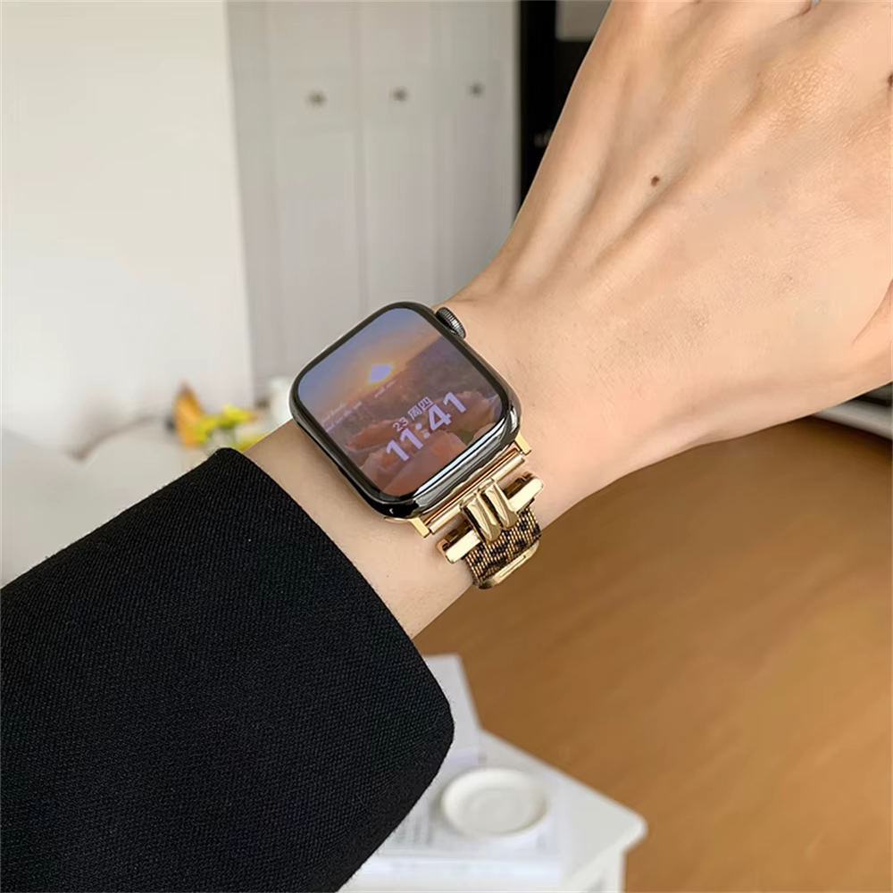 Bracelet femme imprimé léopard pour iWatch 38 42 41mm pour Bracelet de montre Apple série 8 Ultra SE 7 6 5 40 44 45mm Bracelet en acier inoxydable