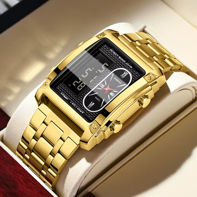 UTHAI H37 mode carré Double écran montre numérique pour hommes léger luxe loisirs sport étanche montre à Quartz pour hommes