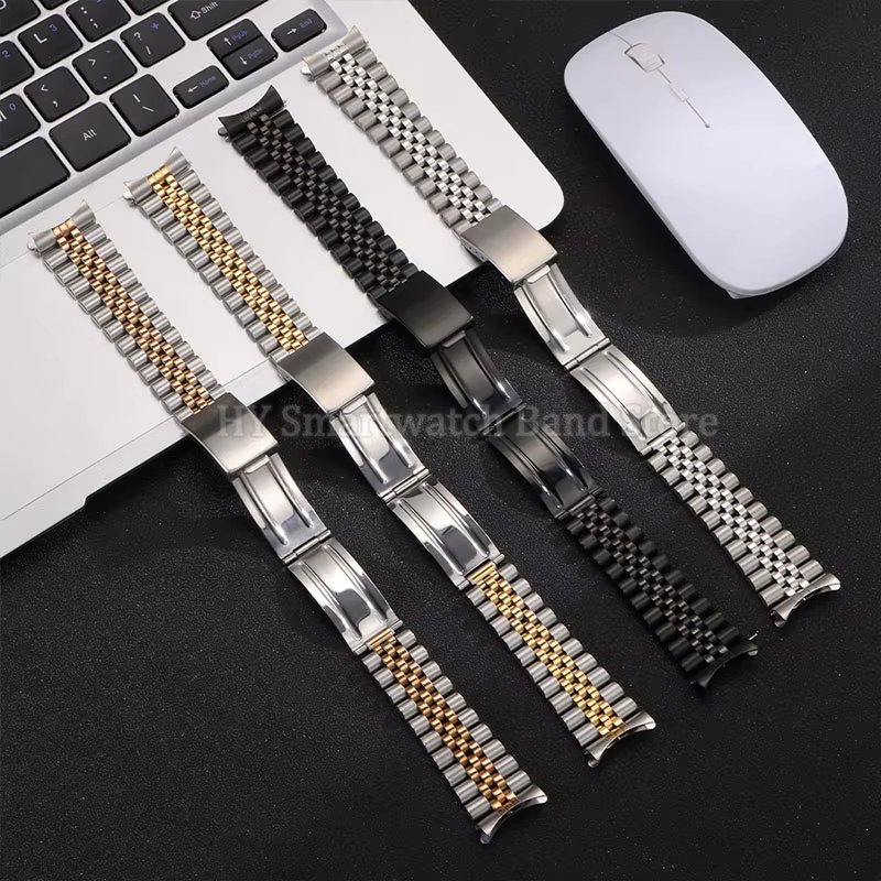 Bracelet de montre en métal à extrémité incurvée, 13/17/18/2/21/22mm, pour Rolex DATEJUST, boucle pliable en acier inoxydable solide pour Bracelet de luxe jubilé