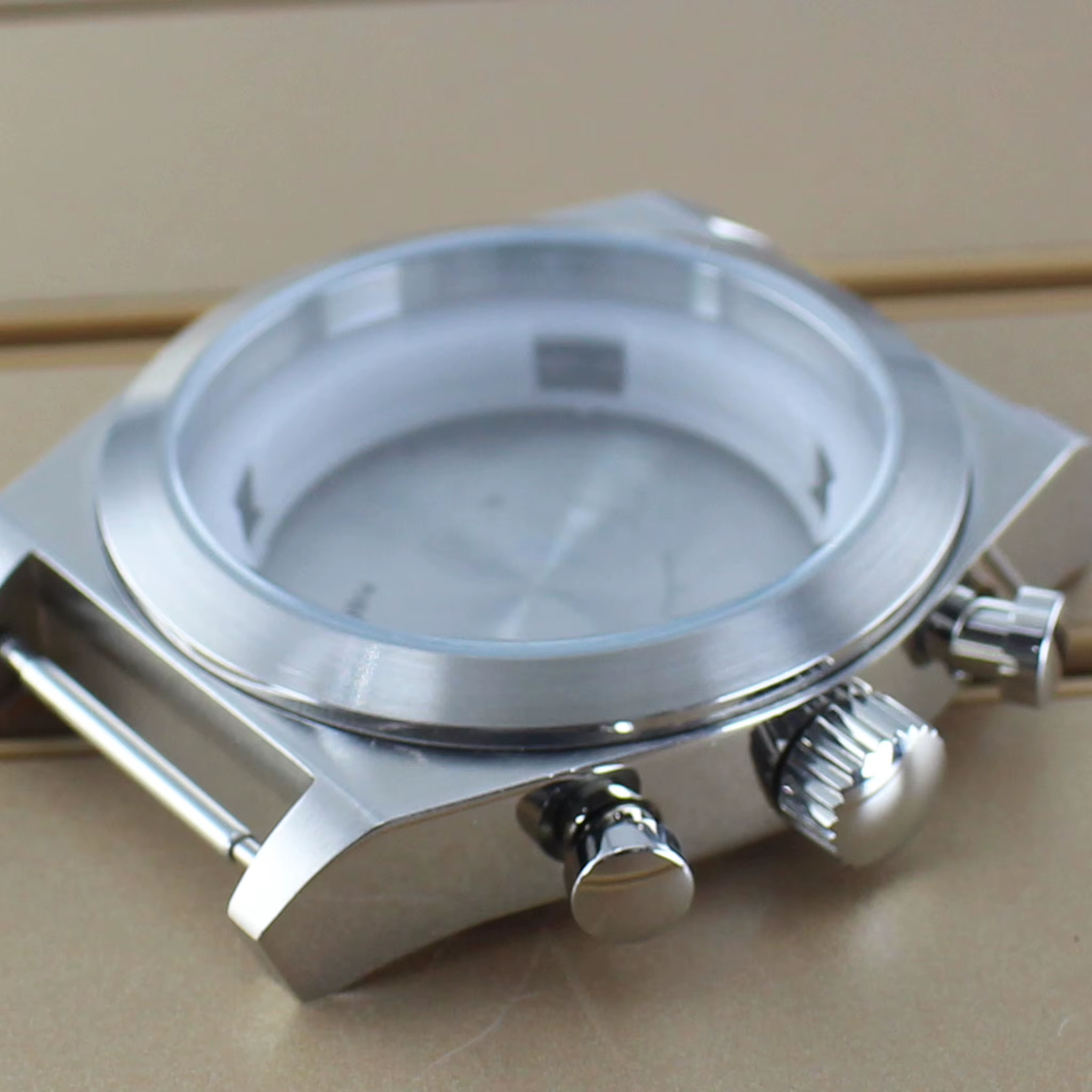 Boîtier de montre argenté 46MM, design en acier inoxydable brossé, étanche, avec fond solide, pour Miyota OS00 Movt, pièces de réparation en promotion