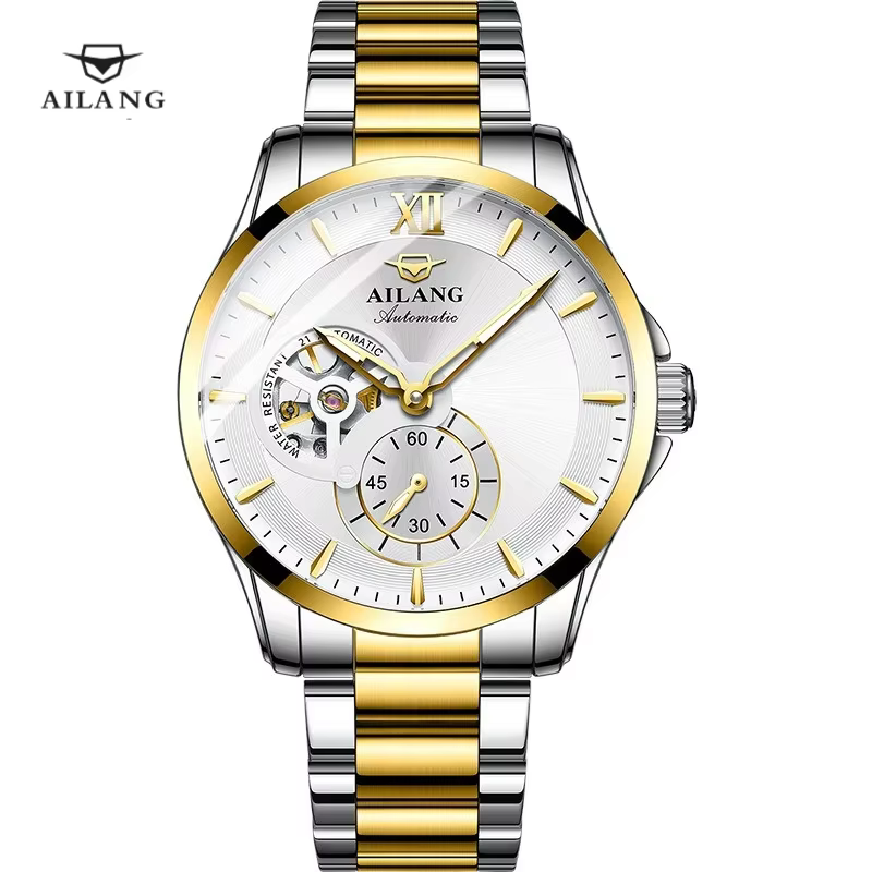 Nouvelle Montre Squelette Étanche Tendance en Cuir Véritable Lumineuse 3 Bar AL8627 AILANG Luxe Mécanique Automatique