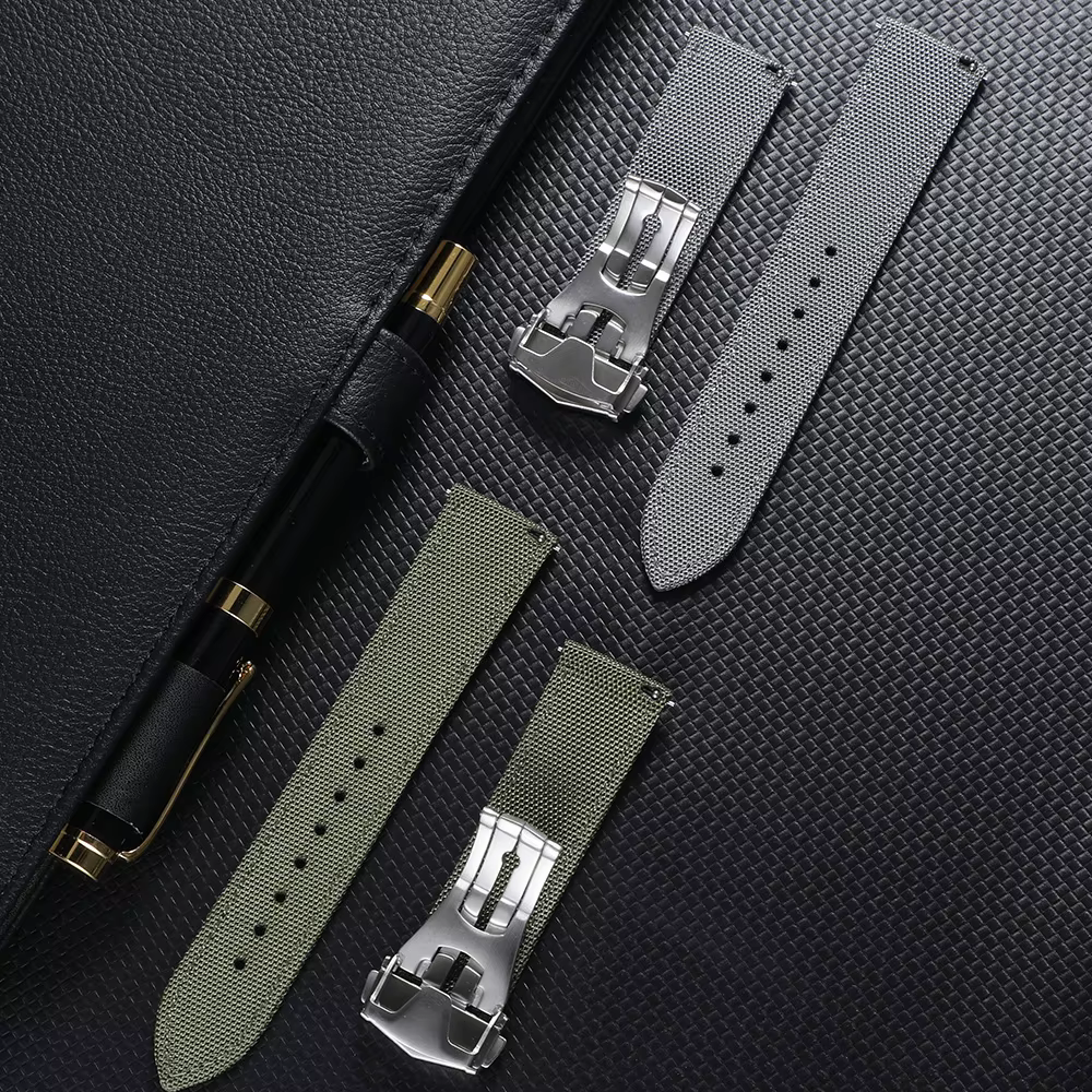 Bracelet de montre en tissu voile déployant 20mm 22mm