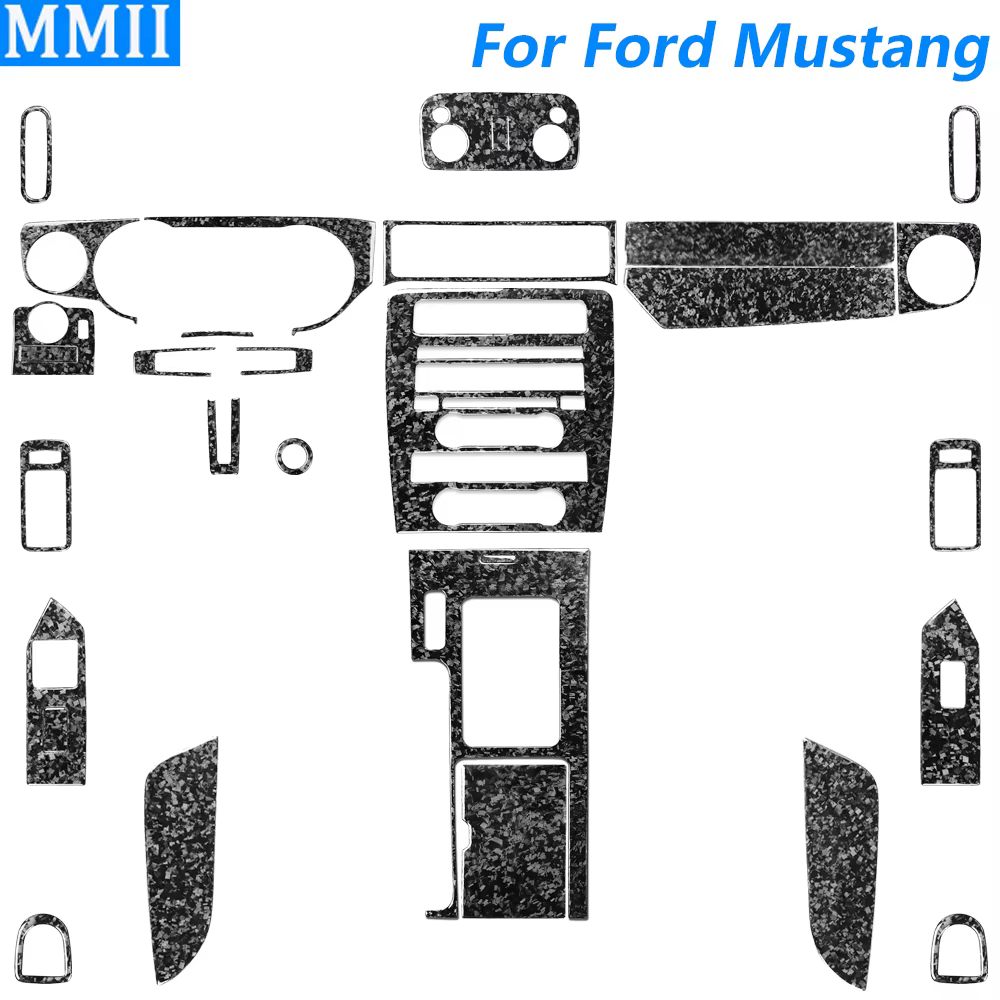 Autocollant de changement de vitesse en fibre de carbone forgée pour Ford Mustang, sortie d'air, radio, panneau Prada, ensemble d'accessoires intérieurs de voiture, 2009-2013