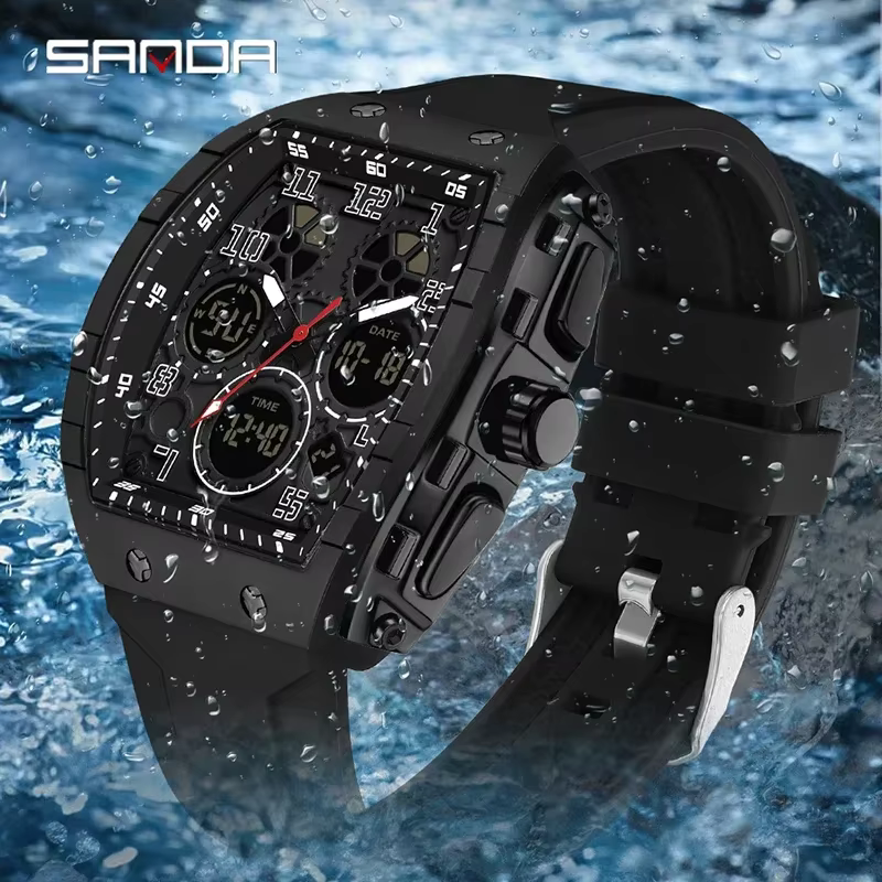 SANDA 6157 Nouvelle montre électronique pour homme tendance