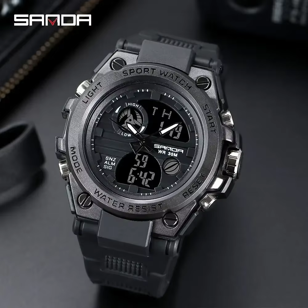 Montre à quartz numérique de luxe pour hommes