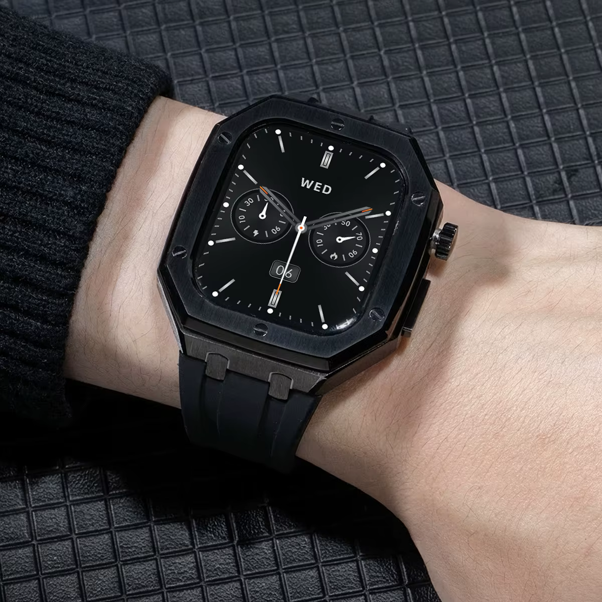 Boîtier en métal + bracelet en silicone pour Apple Watch Series 11 10 9 87SE/6/5/4 46mm 45mm 44mm, bracelet en caoutchouc, kit de modification de luxe en acier inoxydable