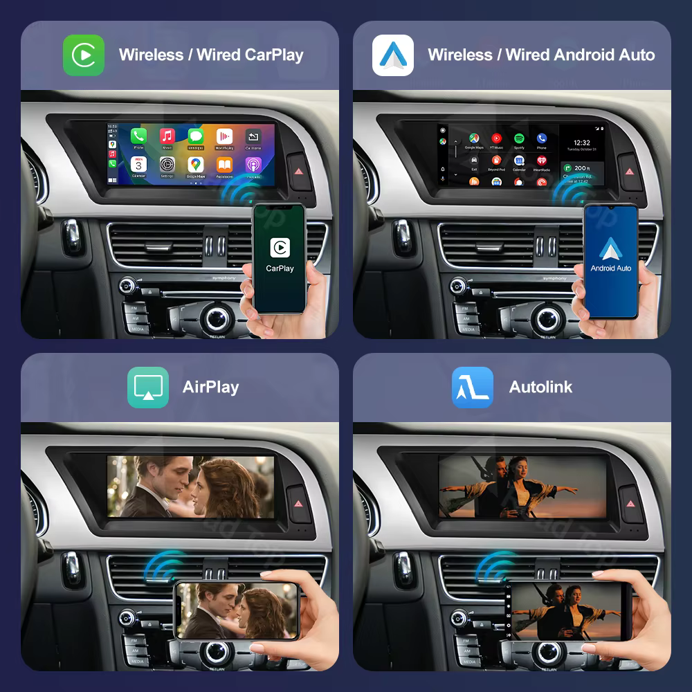 Écran multimédia Linux pour Radio supérieure de route, pour Audi A4 A5 2009 – 2015, CarPlay sans fil, Android Auto, Airplay, fonction de lecteur de voiture