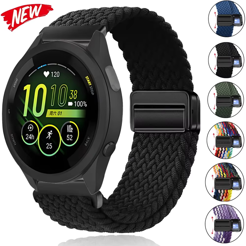 Bracelet en nylon tressé respirant de 22 mm et 20 mm pour Garmin Forerunner 970 965 265 255 955 55 165 170 70 et Garmin Active 5 6