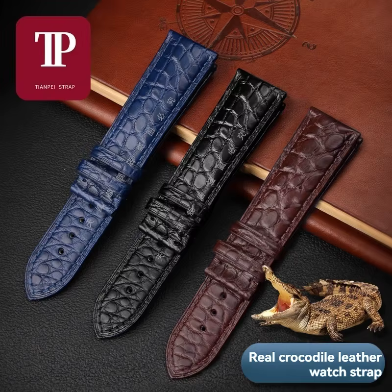 Bracelet de montre en cuir de Crocodile pour Tissot Longines Omega Mido
