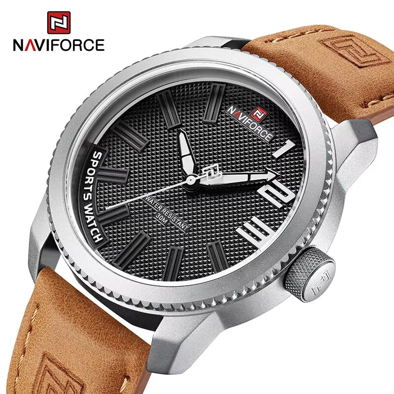 NAVIFORCE populaire homme montre-bracelet militaire sport antichoc étanche en cuir montre hommes mode horloge décontractée Relogio Masculino