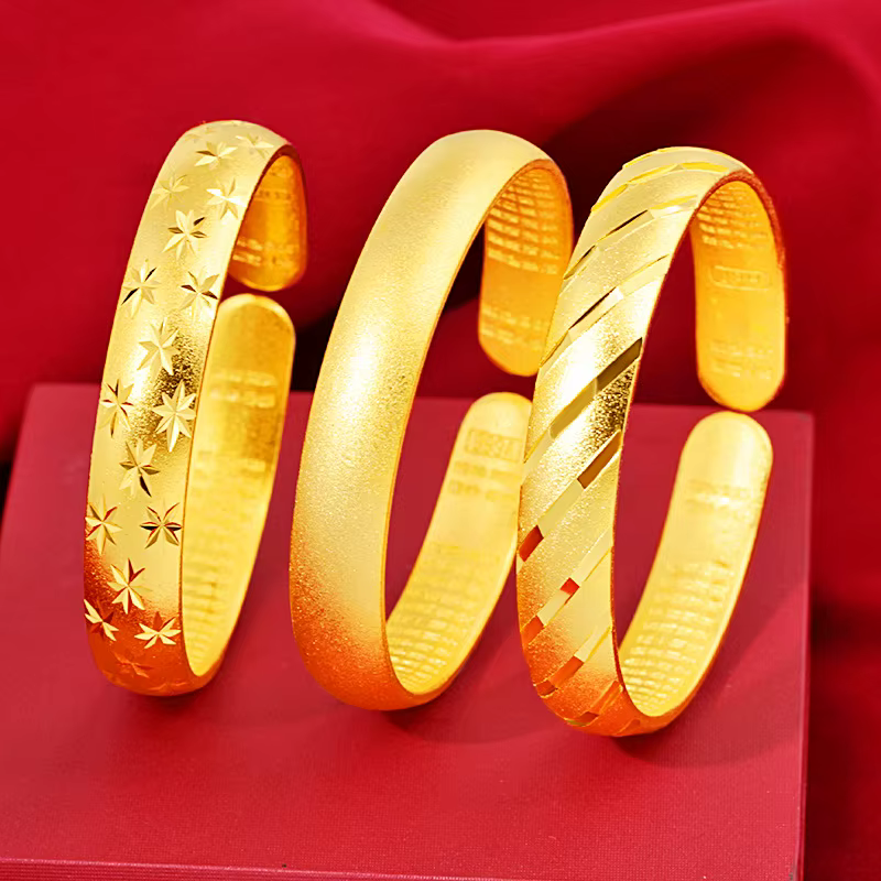 Bracelet en or jaune 24 carats pour femmes, élégant, pluie de météores, gypsophile, bijoux fins, cadeau d'anniversaire et de mariage