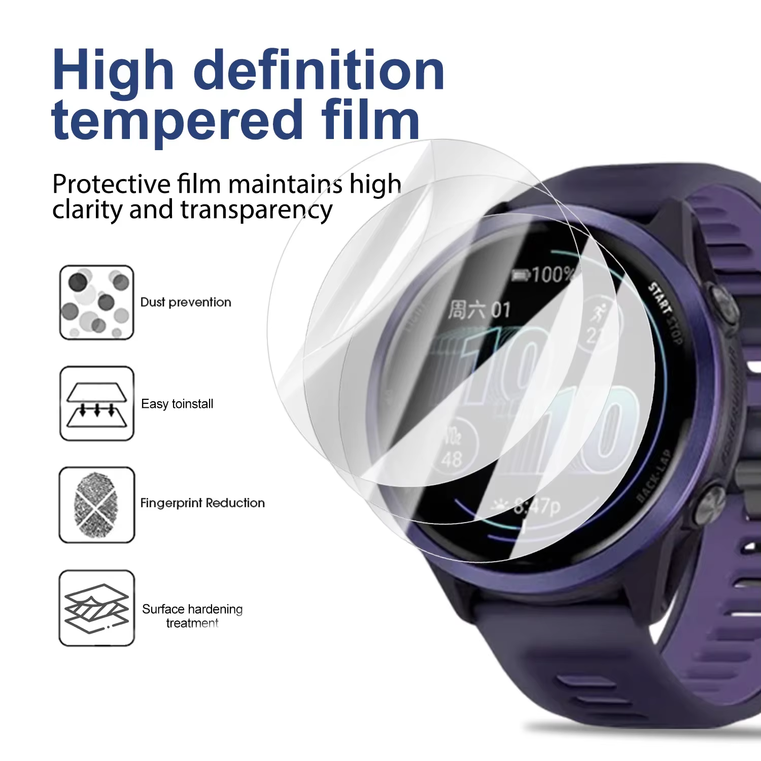 Pour Garmin Forerunner 965 570 955 265 265S 255 255S Film de protection Hydrogel protecteur d'écran HD pour Forerunner 965 570 42/47mm