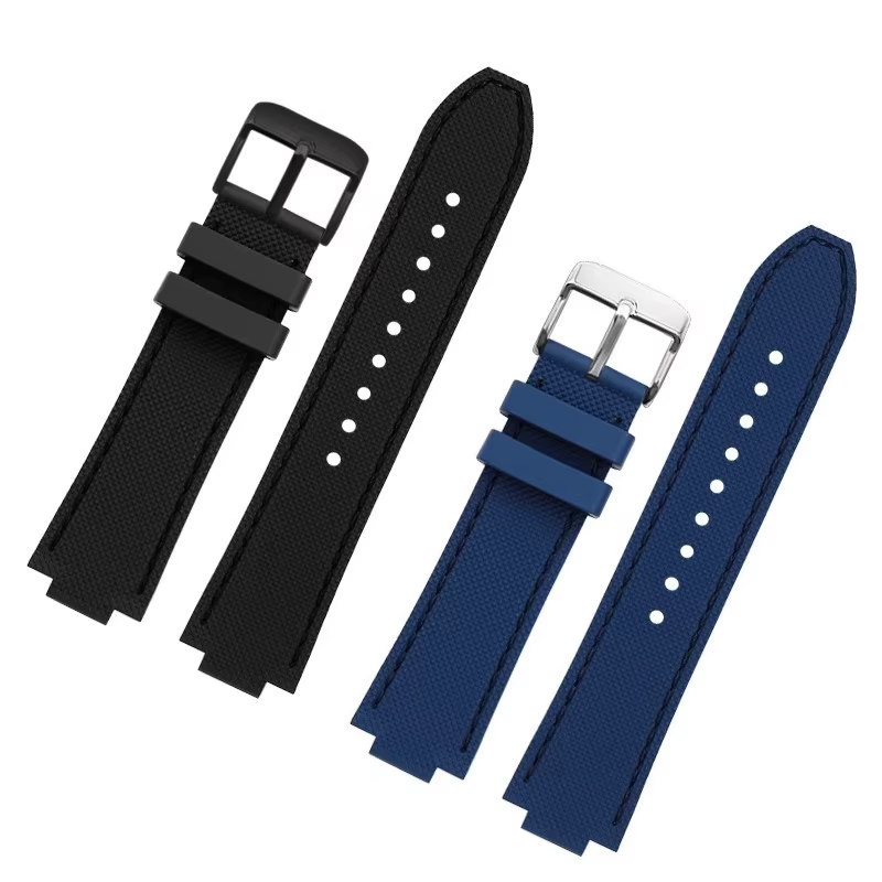 Bracelets de montre en caoutchouc de silicone en cuir de vachette