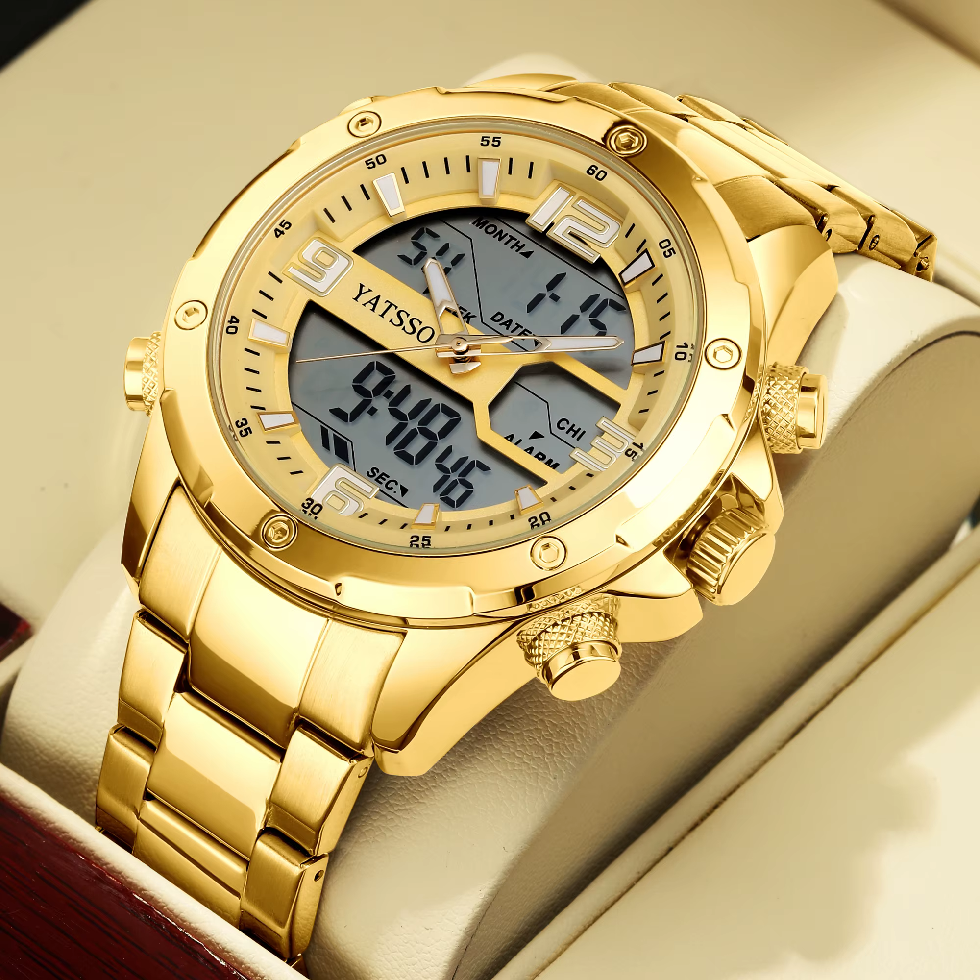 Montre Hybride pour Homme | Montre étanche 5ATM avec bracelet en acier